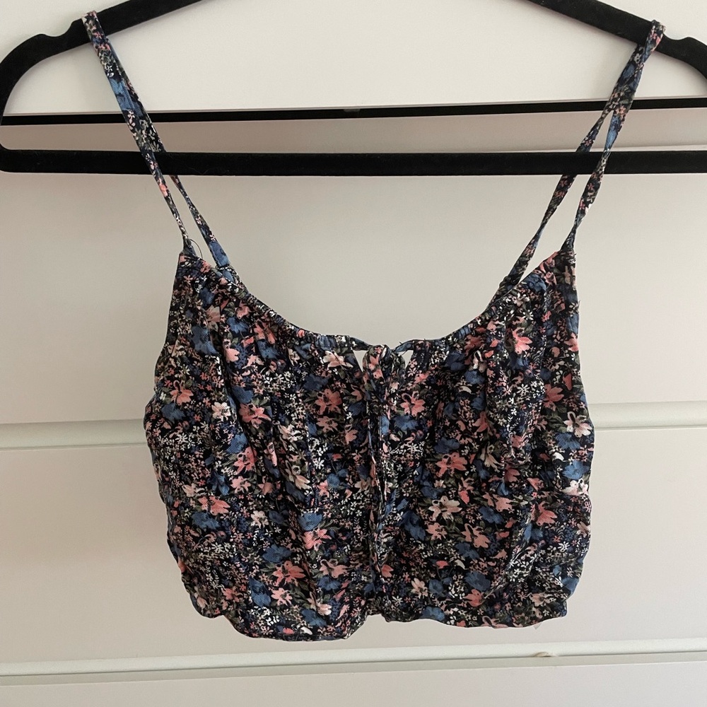 Hollister Blue and Pink Floral Camisole